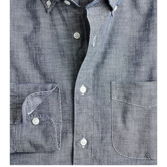 J.CREW Men's Blue Chambray Button Down Shirt Slim Medium Organic Cotton Casual - Picture 9 of 10